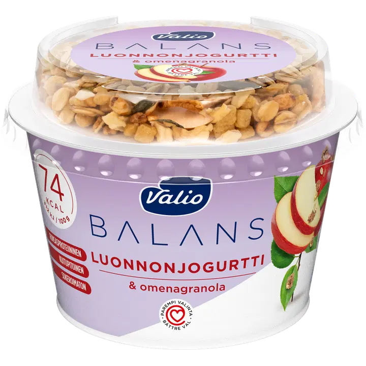 Valio Balans luonnonjogurtti maustamaton ja omenagranola laktoositon 200 g