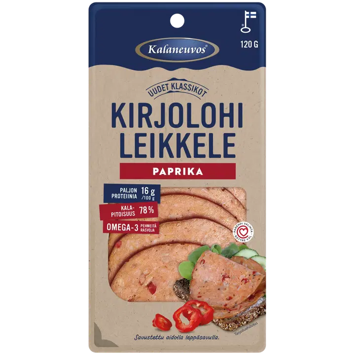 Kalaneuvos Kirjolohileikkele 120g, paprika
