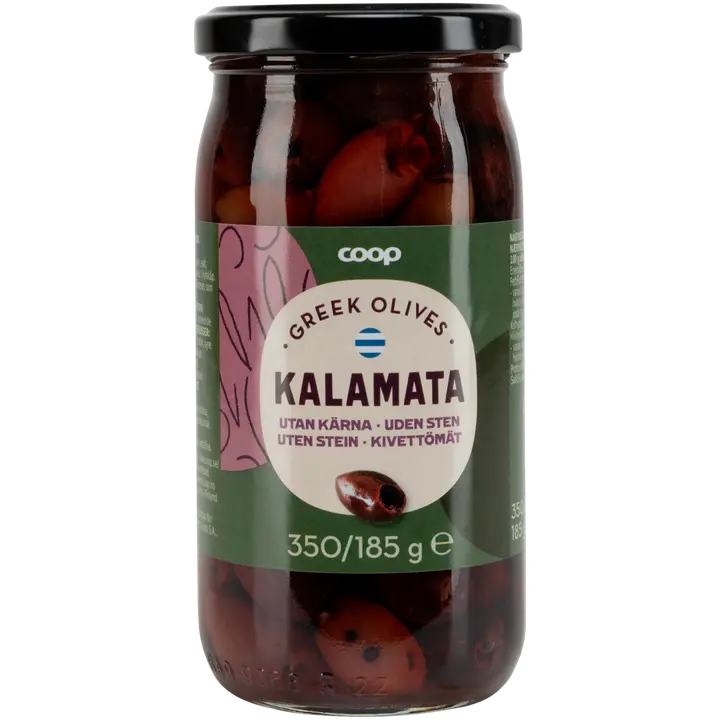 Coop Kalamata kivettömät oliivit 350/185 g