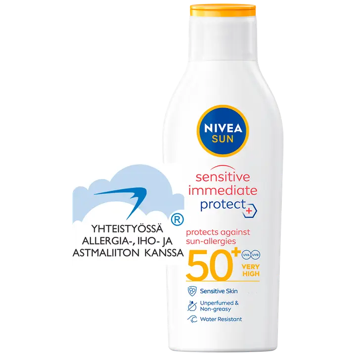 NIVEA SUN 200ml Sensitive Immediate Protect Sun Lotion SK50+ -aurinkosuojavoide