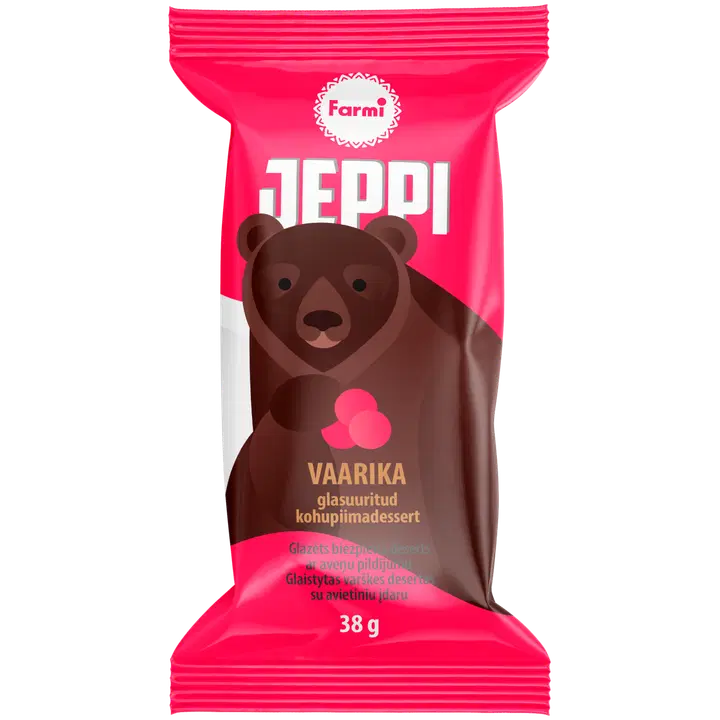 Jeppi Vanillimaitseline glasuuritud dessert vaarikatäidisega, 38 g