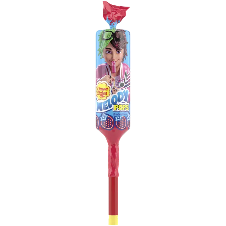 Chupa Chups Melody Pops maasikamaitseline pulgakomm 15 g