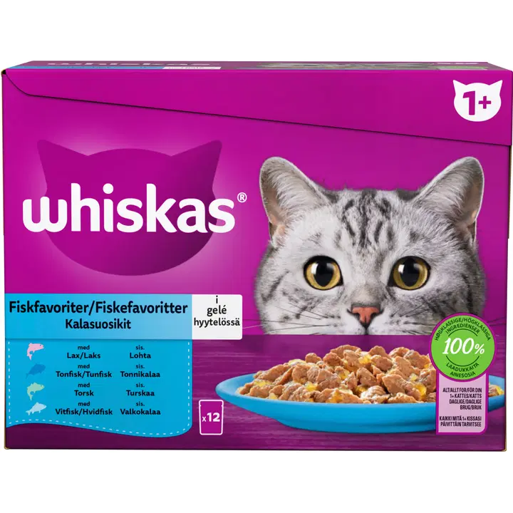 Whiskas 1+ kassitoiduvalik kalaga tarretises 12x85g