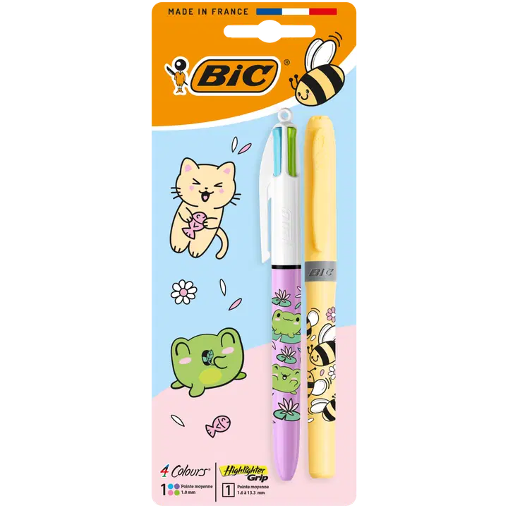 Bic kawaii 4 värvi pastakas ja markerpliiats