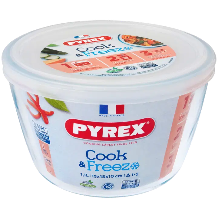 Klaasvorm 1,1 l Cook/Freeze plastkaanega