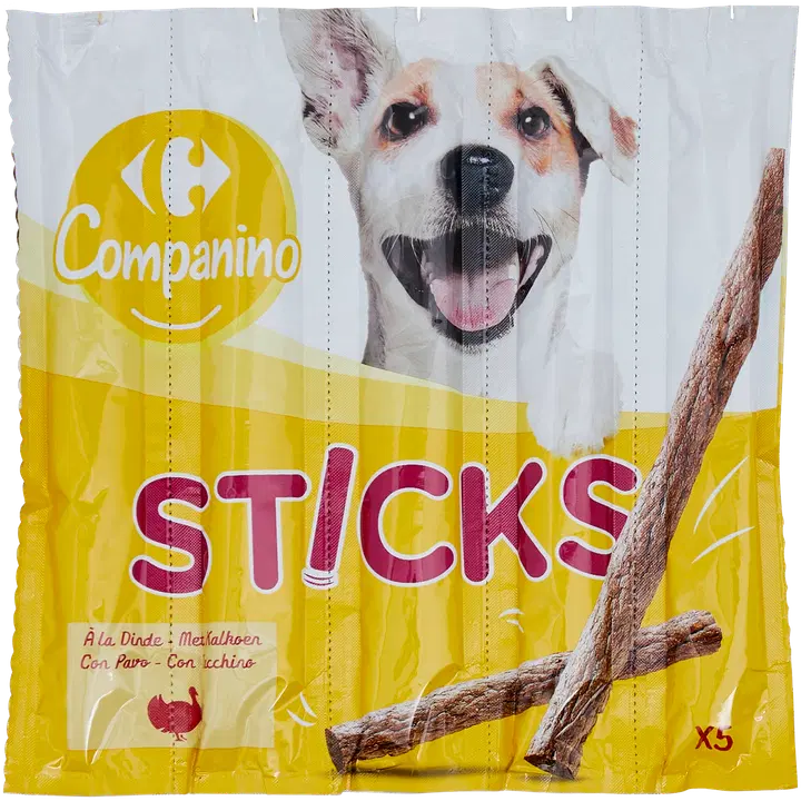Carrefour Companino närimispulgad koertele kalkunilihaga 5x10g