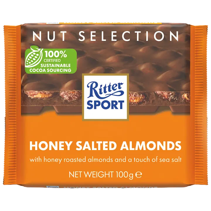 Ritter Sport piimašokolaad mandlitega, mee ja soolaga 100g