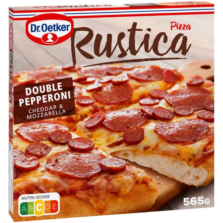 Dr.Oetker Pitsa Rustica Double Pepperoni Cheddar & Mozzarella 565 g