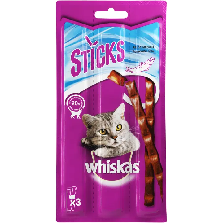 Whiskas närimispulgad täiskasvanud kassidele lõhega 3 x 6 g