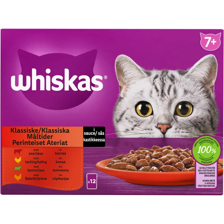 Whiskas 7+ Traditional kassitoiduvalik kastmes 12x85g