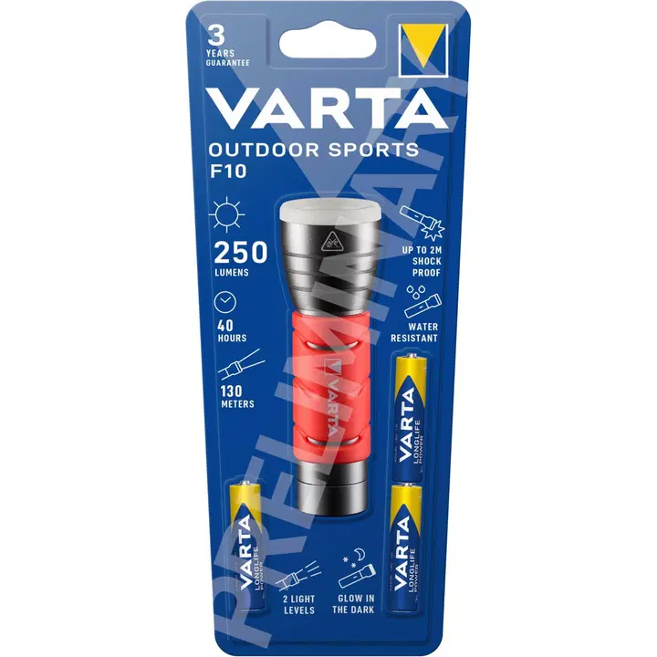 Varta taskulamp Outdoor F10, punane