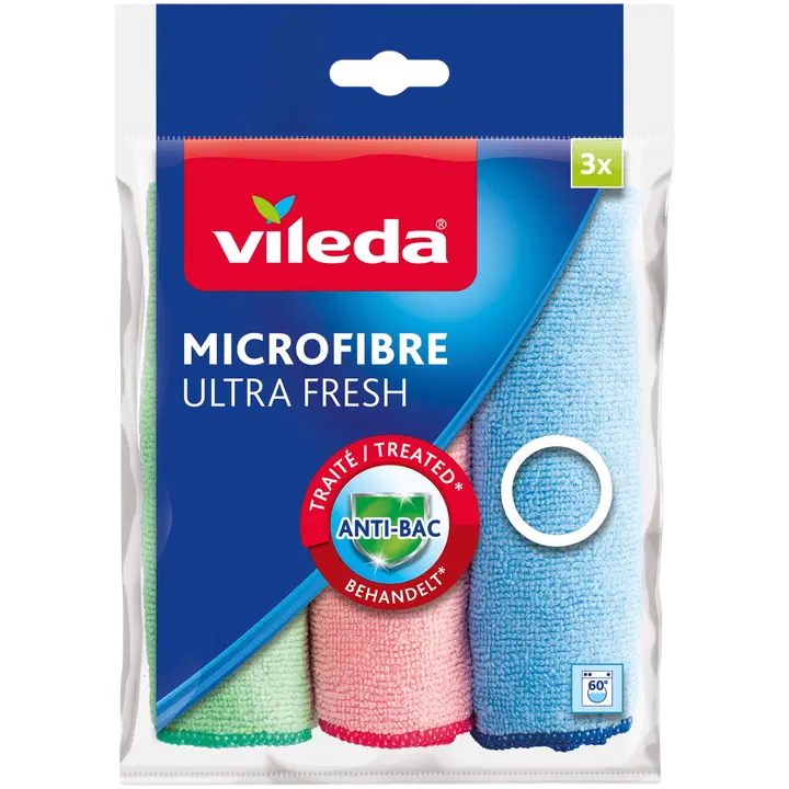 Vileda mikrokiudlapid värvilised ultra fresh 3tk