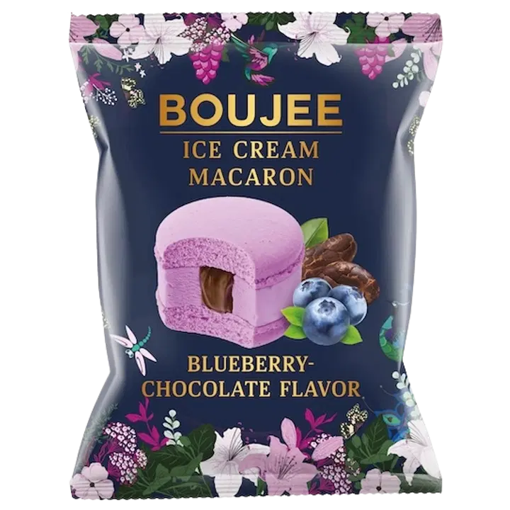 Boujee Makroon Mustika Jäätis Šokolaadi täidisega 60 g