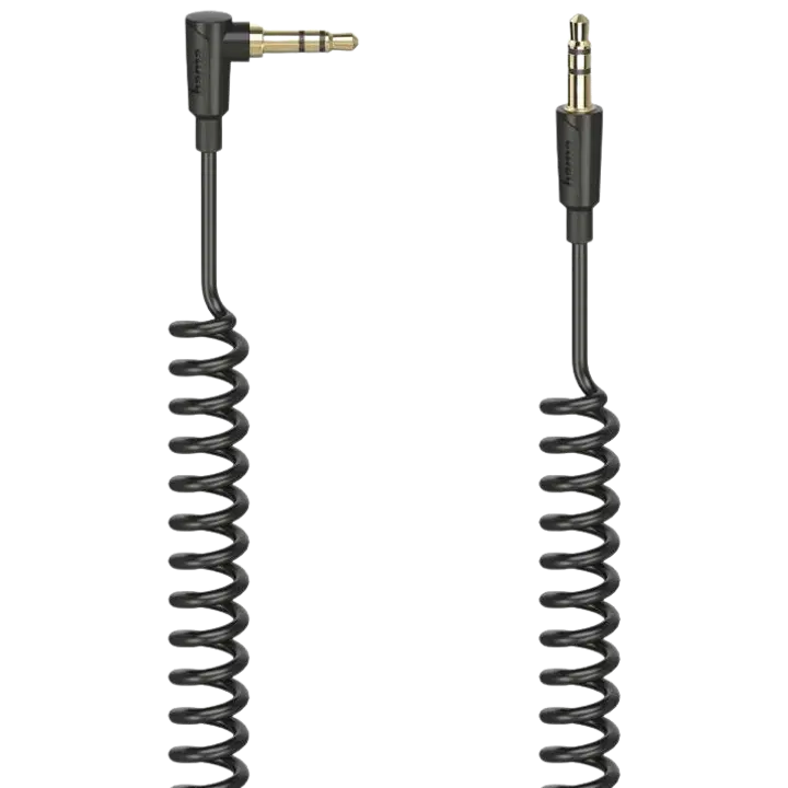 Audiokaabel 3,5mm-3,5mm 90° Flexi-Slim Spiral 1,5m