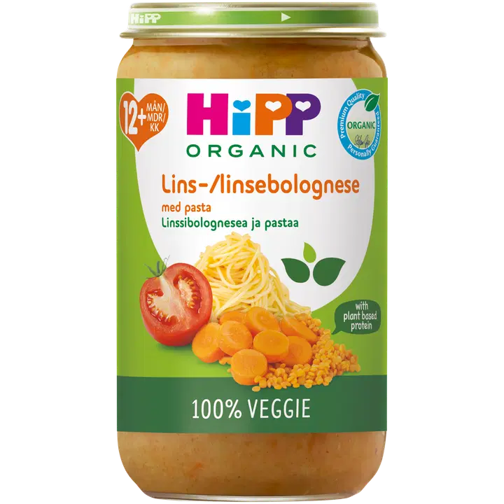 HiPP läätse bolognese ja pasta 12 kuud 250g