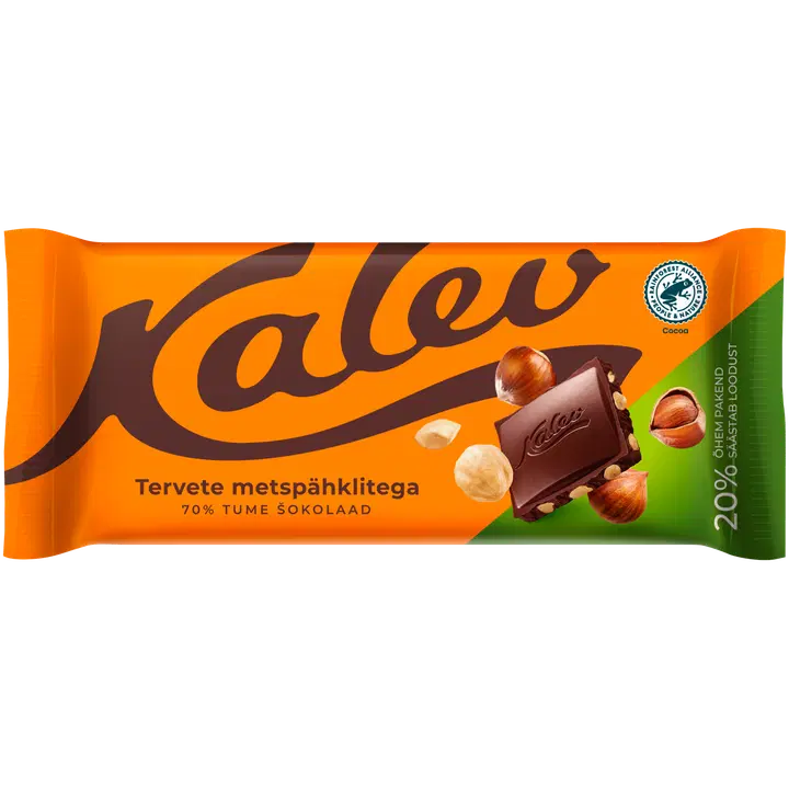 Kalev tume šokolaad tervete metspähklitega 100g