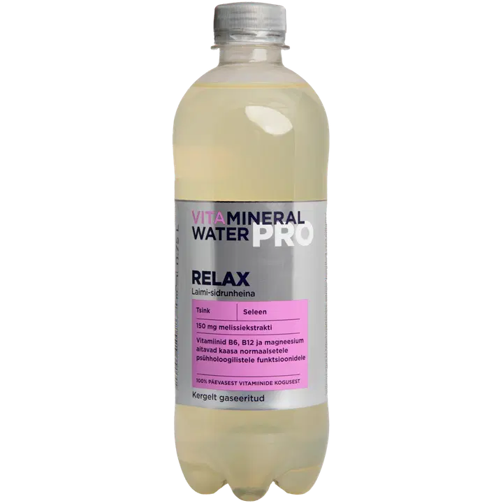 .Vitamineral Water PRO Relax laimi-sidrunheinamaitseline mineraliseeritud vitamiinidega jook 500 ml