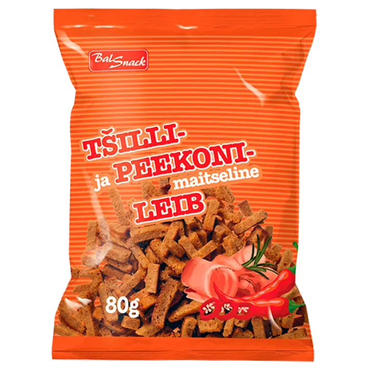 Balsnack tšilli- ja peekonimaitseline leib
