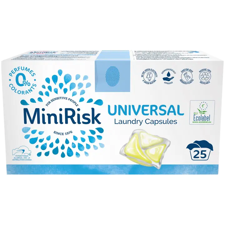 Pesukapslid Mini Risk Universal lõhnatu 25tk