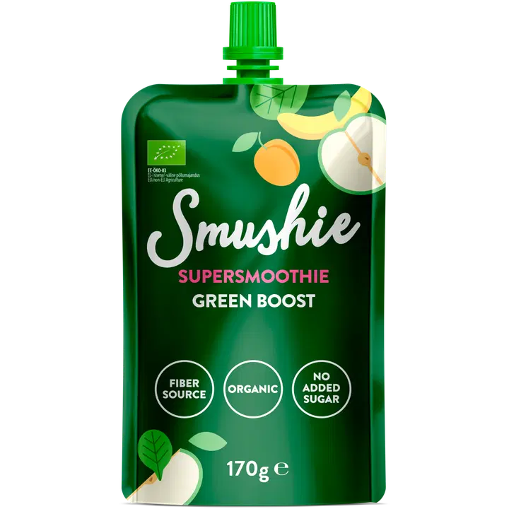 SMUSHIE Ökoloogiline õuna-spinatipüree chia seemnetega 170g