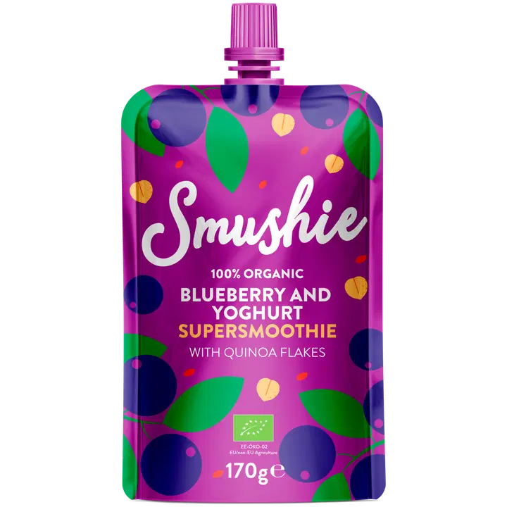 Salvest Smushie mustikapüree jogurti ja kinoahelvestega, 170g