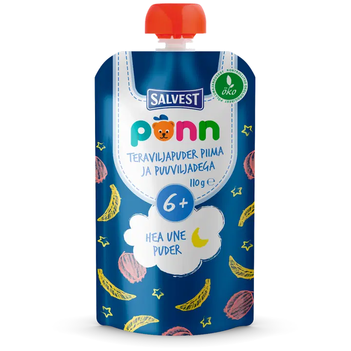 Põnn ökö teraviljapuder piima, puuvilja 6k, 110 g