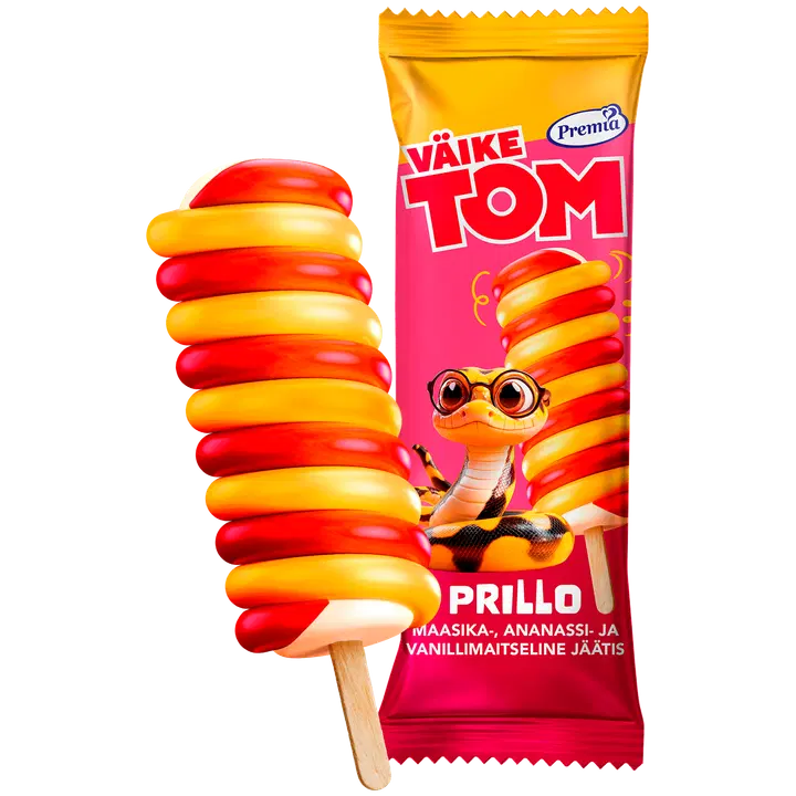 Väike Tom Prillo Maasika-Ananassi-vanilli maitseline jäätis 75g/80 ml