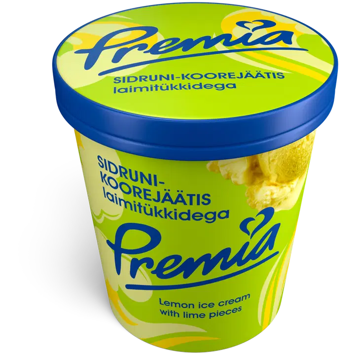 Premia Sidrunimaitseline Koorejäätis Laimitükkidega 240 G/0,5 l