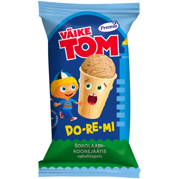 Väike Tom Do-Re-Mi šokoladi-Koorejäätis Vahvlitopsis 65g/120 ml