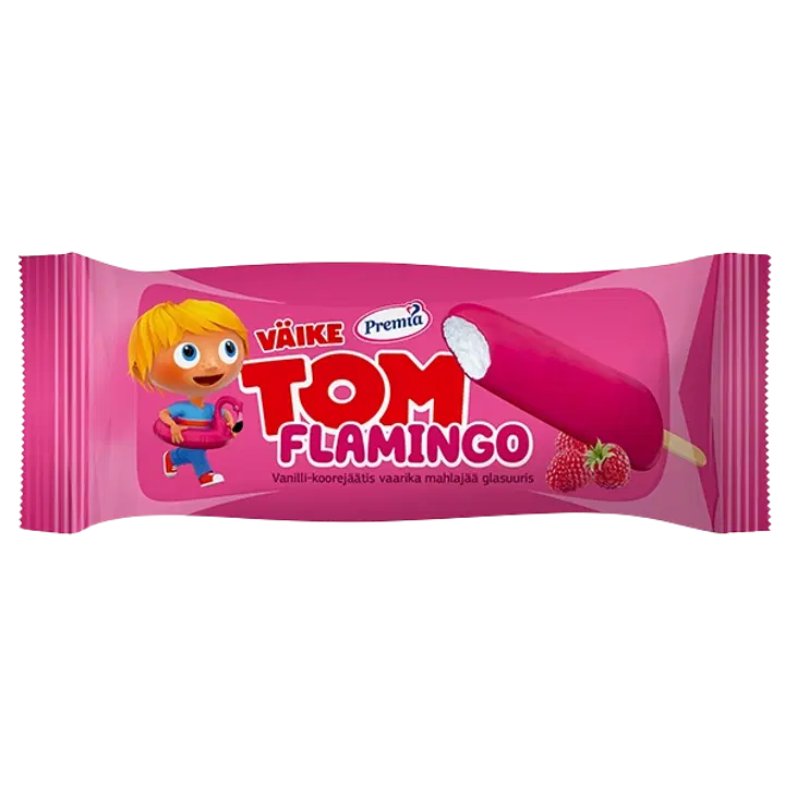 Väike Tom Flamingo Vanilli-Koorejäätis Vaarikajääga 60g/74 ml