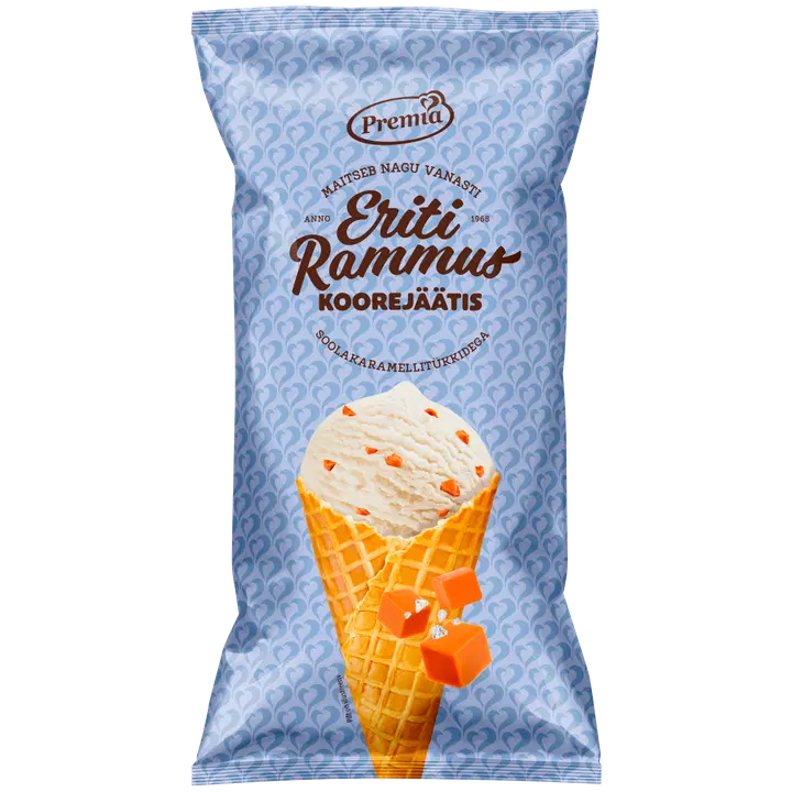 Eriti Rammus Soolakaramellitükkidega koonusjäätis 110g / 200 ml