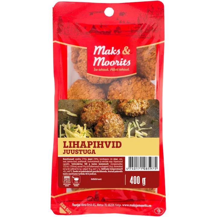 Maks & Moorits Lihapihvid Juustuga 400G