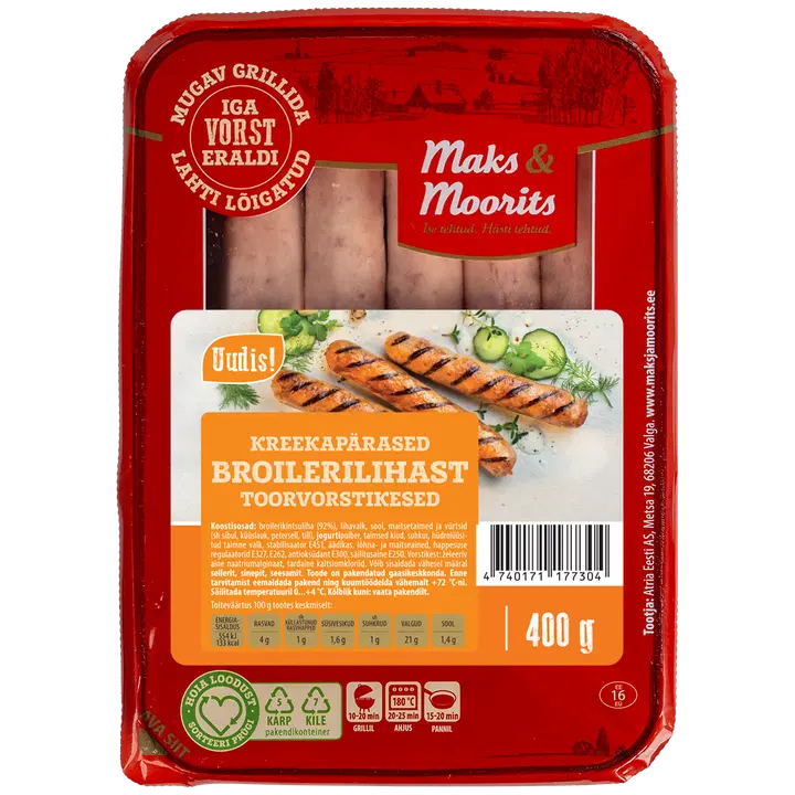 Maks & Moorits Kreekapärased broileri toorvorstid 400g