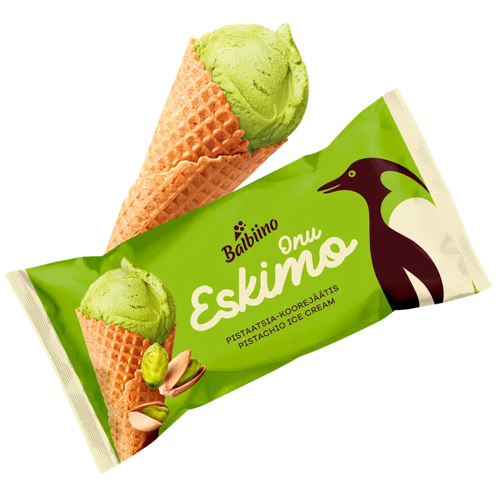 Onu Eskimo Pistaatsia-Koorejäätis Vahvlikoonuses 80g/165 ml