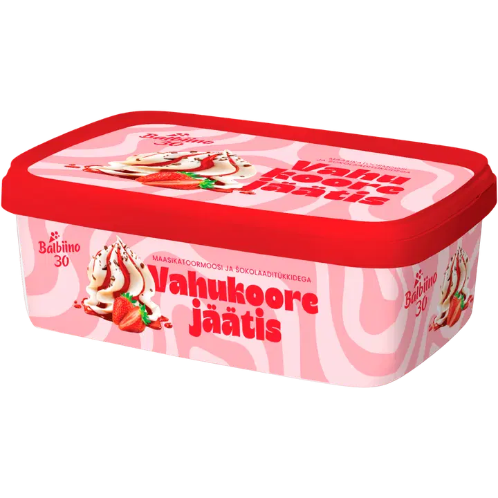 Balbiino Vahukoorejäätis Maasikatoormoosi ja piimašokolaaditükkidega 1L/500 g