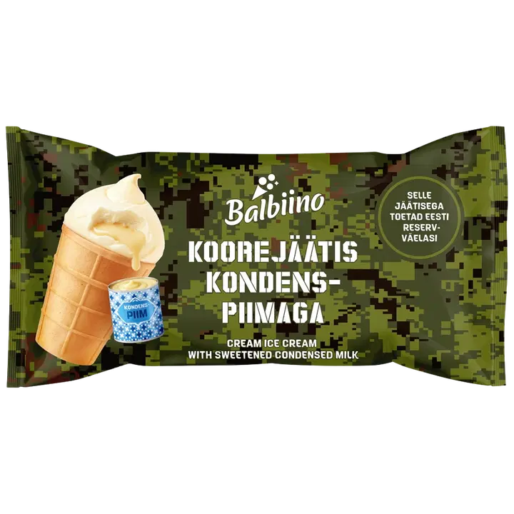 Balbiino Reservväelase Kondenspiima Koorejäätis Vahvlitopsis 65 g