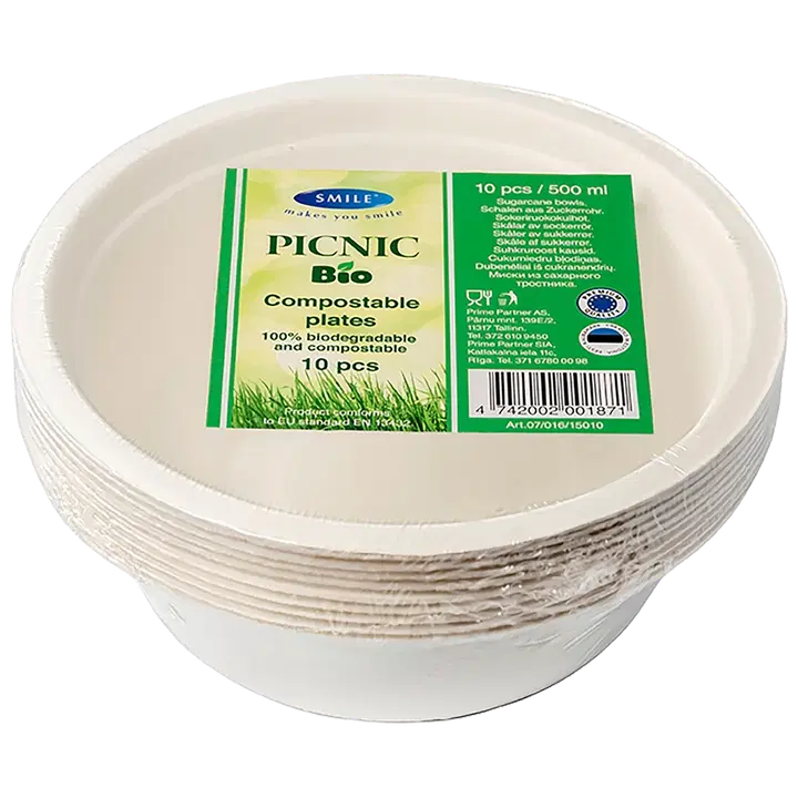 Smile kauss Picnic Bio 500ml valge 10tk suhkruroog