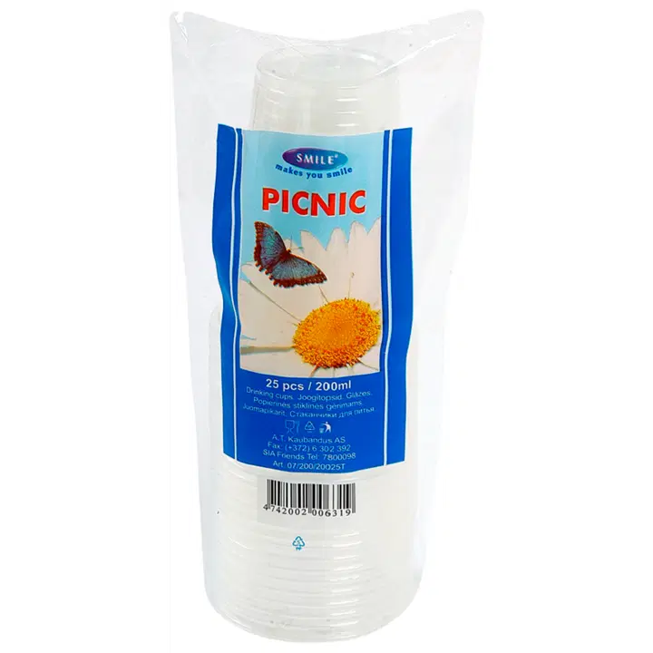 Smile joogitopsid Picnic läbipaistvad 200ml 25tk