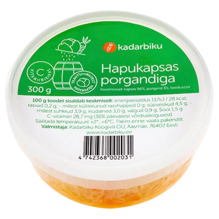 Hapukapsas porgandiga topsis 300g Kadarbiku