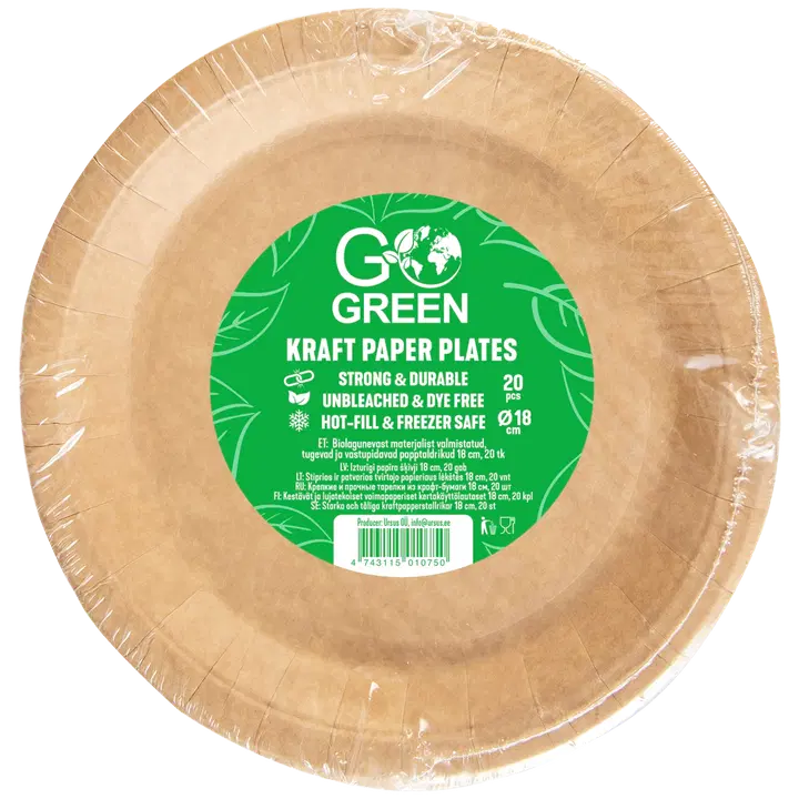 Go green papptaldrikud, 18cm 20tk