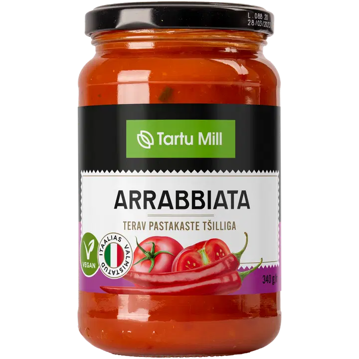 Tartu Mill arrabbiata pastakaste 340 g, vegan, gluteenivaba, laktoosivaba