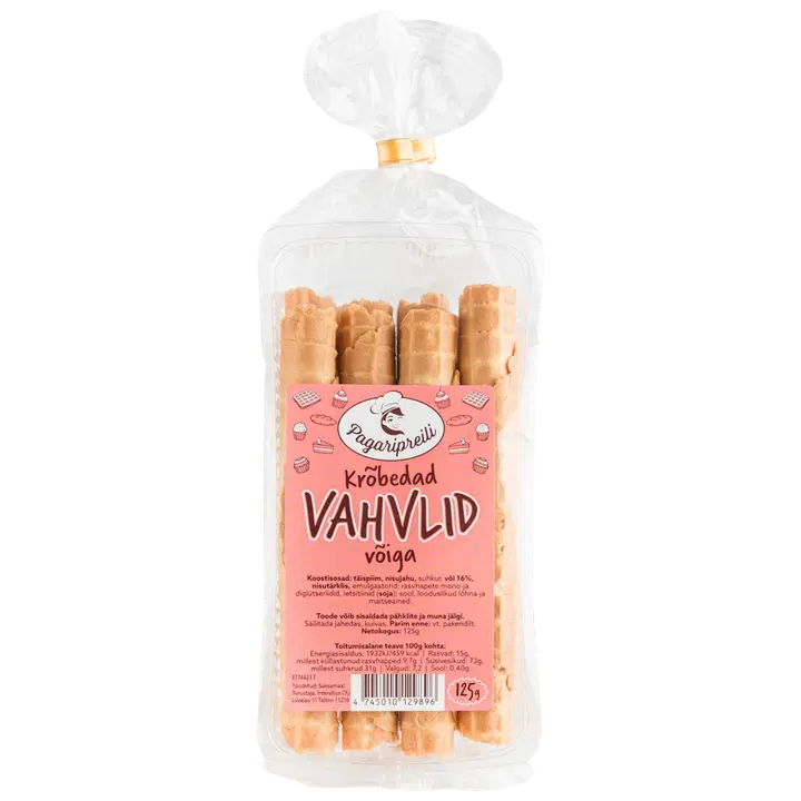 Pagaripreili Krõbedad Vahvlid Võiga 125 G