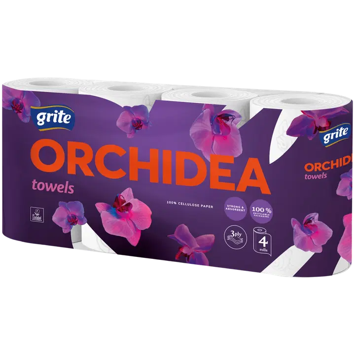 Majapidamispaber Grite Orchidea Gold 4 rulli 3-kihiline