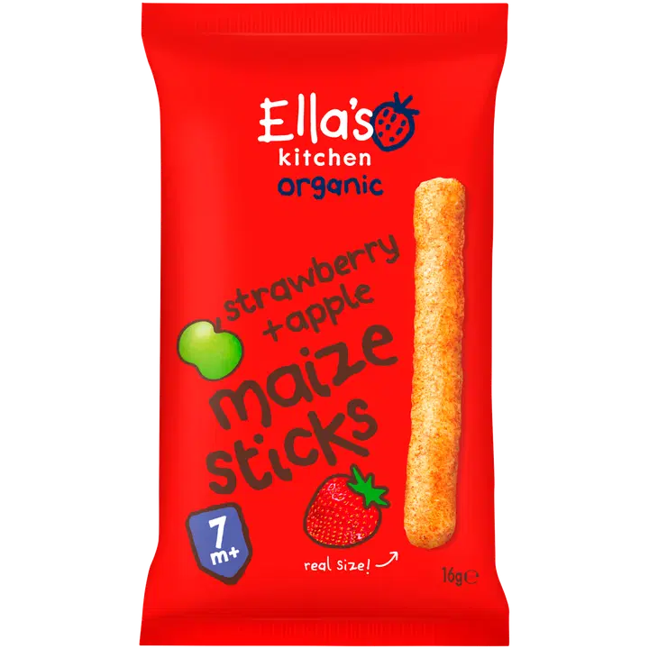 Ella's Kitchen maasika-õuna maisipulgad 7k, ökoloogiline, 16g