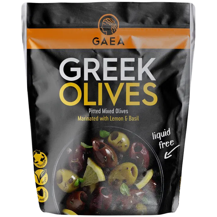 Gaea  marineeritud kivideta oliivide segu 150 g