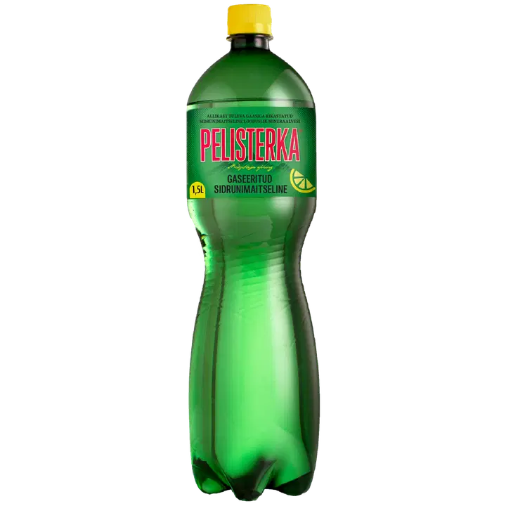 .Pelisterka sidrunimaitseline mineraalvesi loodusliku gaasiga 1,5 l