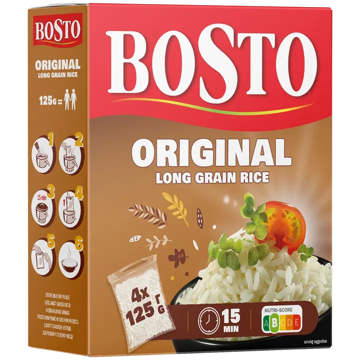 Bosto pikateraline riis 4 x 125 g