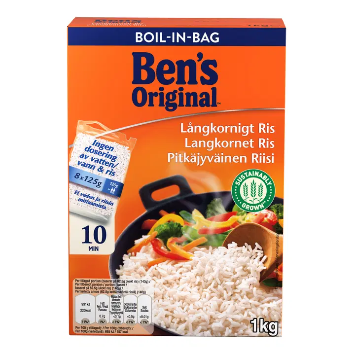 Ben's original boil-in-bag pikateraline riis 8x125g