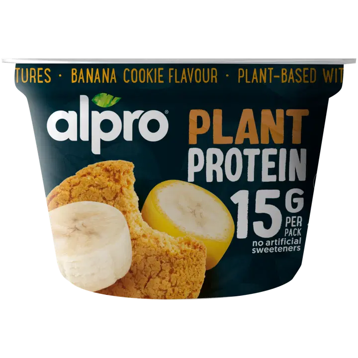 Alpro kõrge valgusisaldusega banaani-küpsisemaitseline kääritatud sojatoode, 200 g