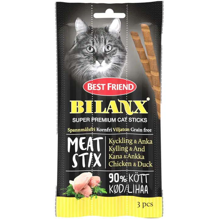 Best Friend ärimispulgad kassidele kana- ja pardilihaga 3 x 5 g